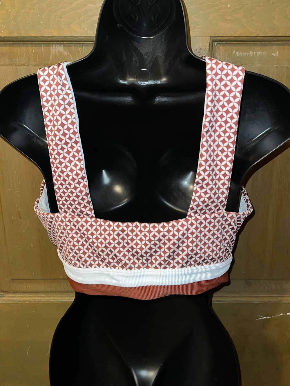 Beach Riot Anthropologie Adina Crop Top Rust Brown White Halter Neck Size L - Picture 7 of 12